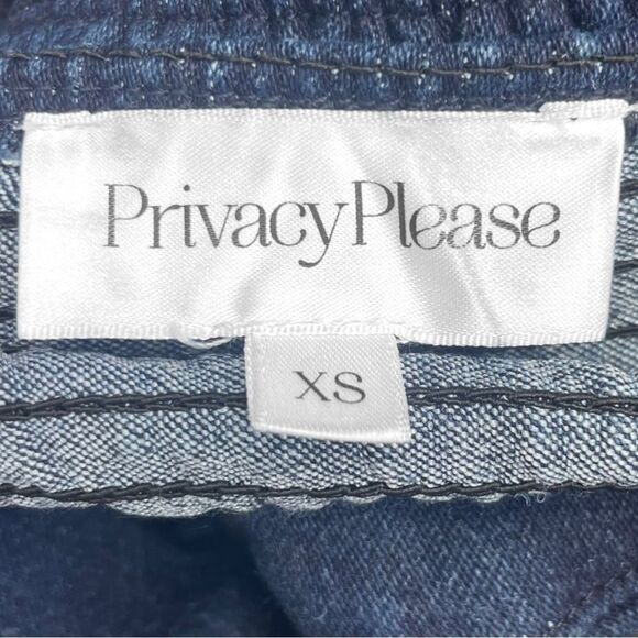 Privacy Please Denim Sweetheart Button Down Crop Top - Picture 7 of 9